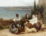 unknow artist, Les dames de lete avec leur chien